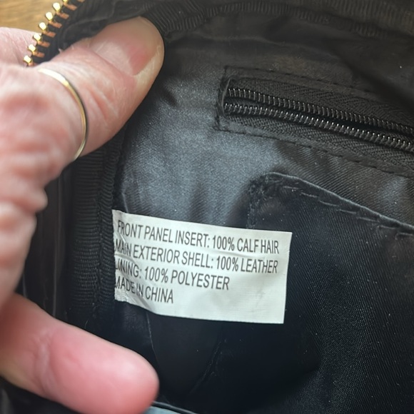 Joy & Iman black leather and calf hair cross body purse NWOT - Picture 7 of 8